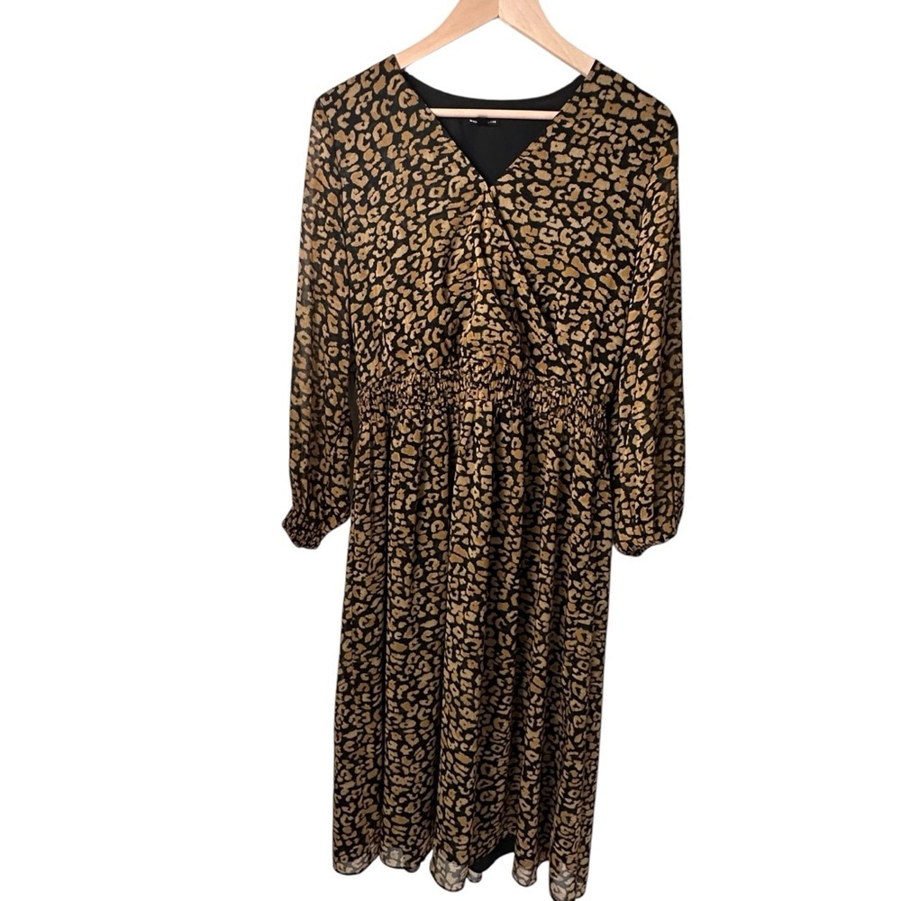 Who What Wear Women's Animal Print Long Sleeve Dress Size L